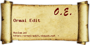 Ormai Edit névjegykártya